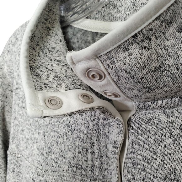 Eddie Bauer Womens XL Gray Henley Snap Button Fleece Lined Pullover Sweater - Picture 7 of 11